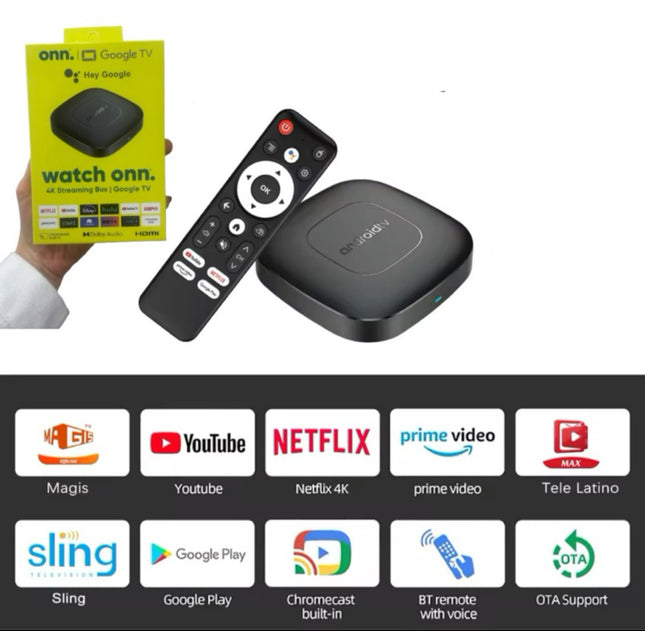 TV BOX WATCH Onn 4k STREAMING TV MAGISS